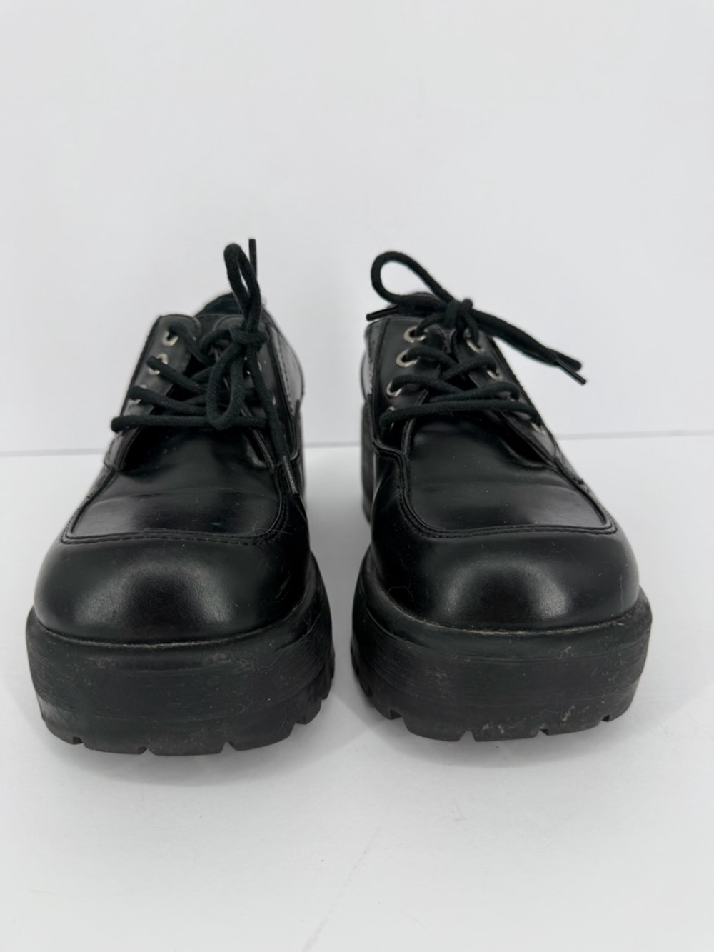 Vintage 90s y2k Mudd Chunky Heel Platform Oxford Penny Loafers Size 6.5 Punk - Picture 2 of 10